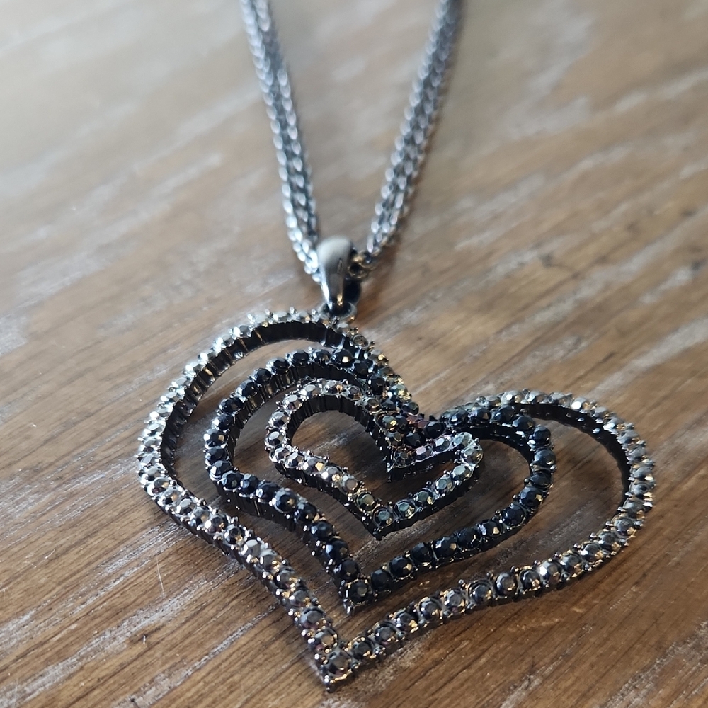 Handcrafted Gunmetal Black Heart Pendant Necklace